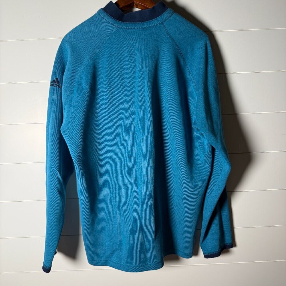 Adidas Quarter Zip Turquoise & Navy Long Sleeve Sweatshirt Size XL - Picture 4 of 10